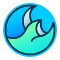 Computer desktop screenshot showing the WAVE browser icon (blue wave design) being dragged toward the Recycle Bin with a black arrow cursor.